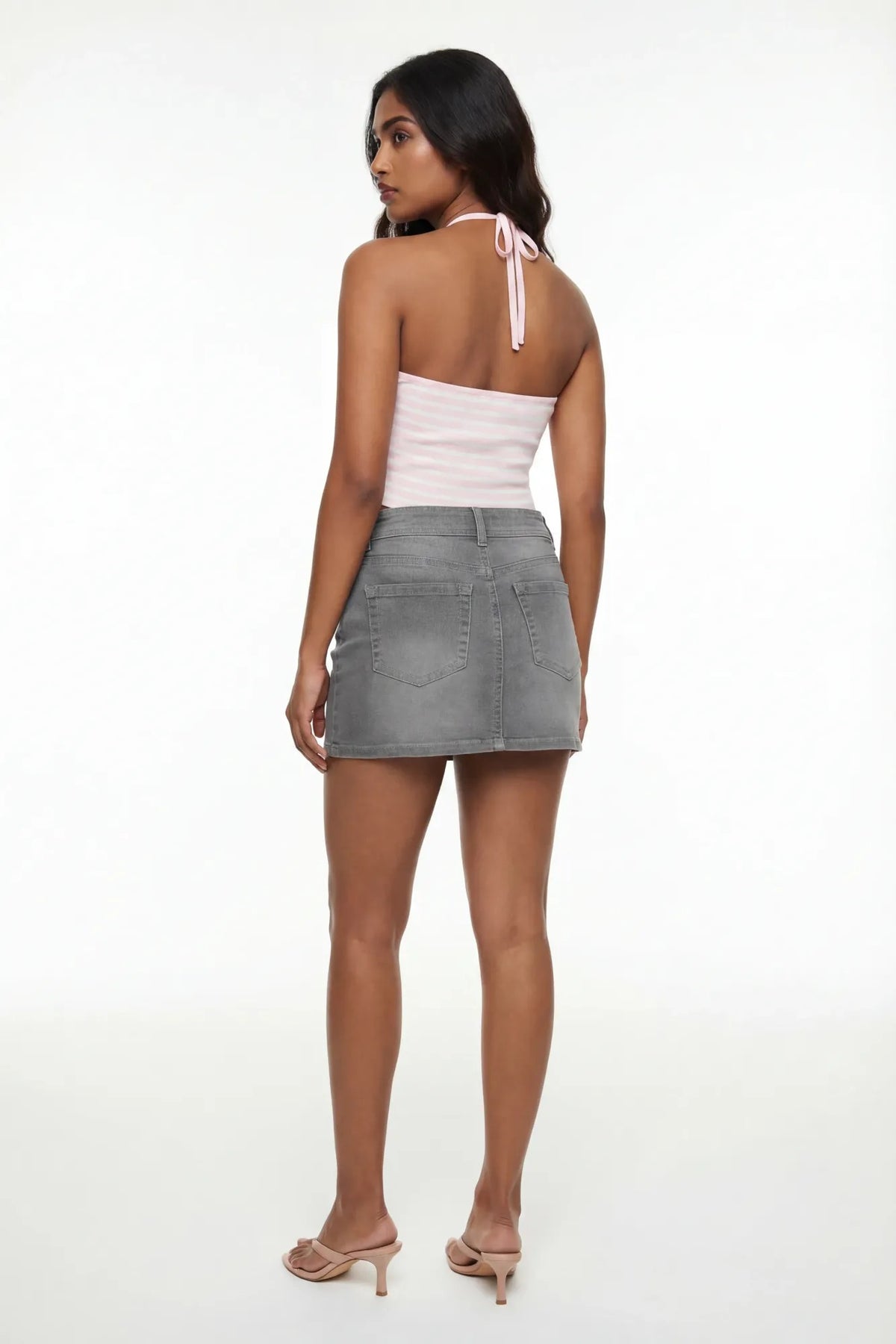 Alt View 2. Micro Denim Skort - Charcoal