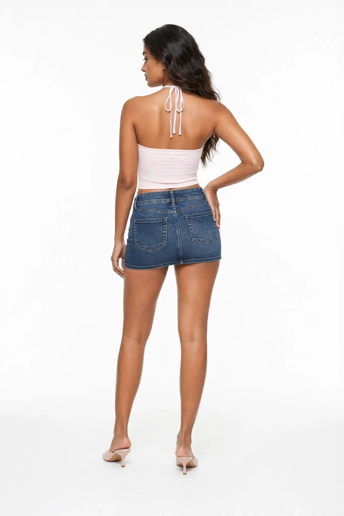 Alt View 2. Micro Denim Skort - Midnight Blue