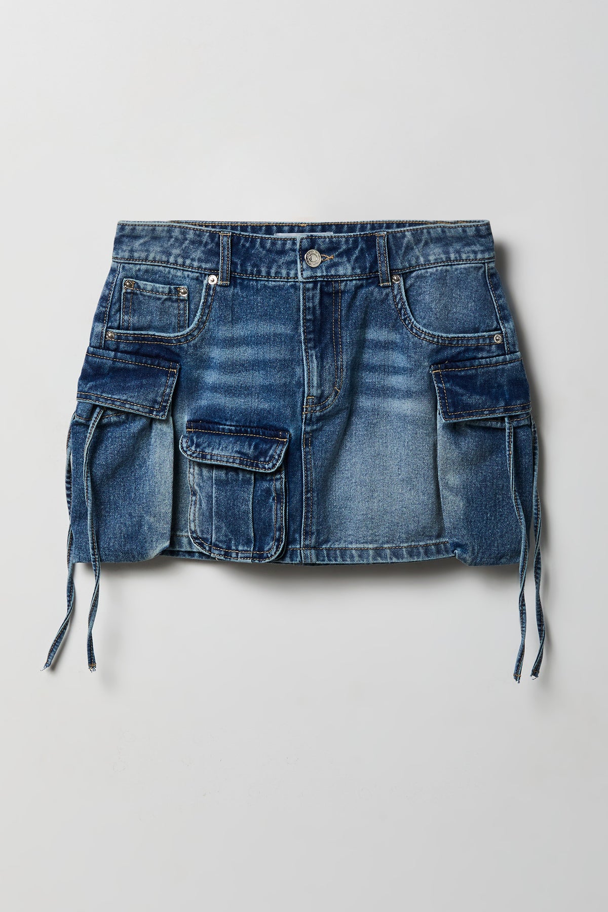 Alt View 5. Denim Cargo Mini Skirt - Denim Blue