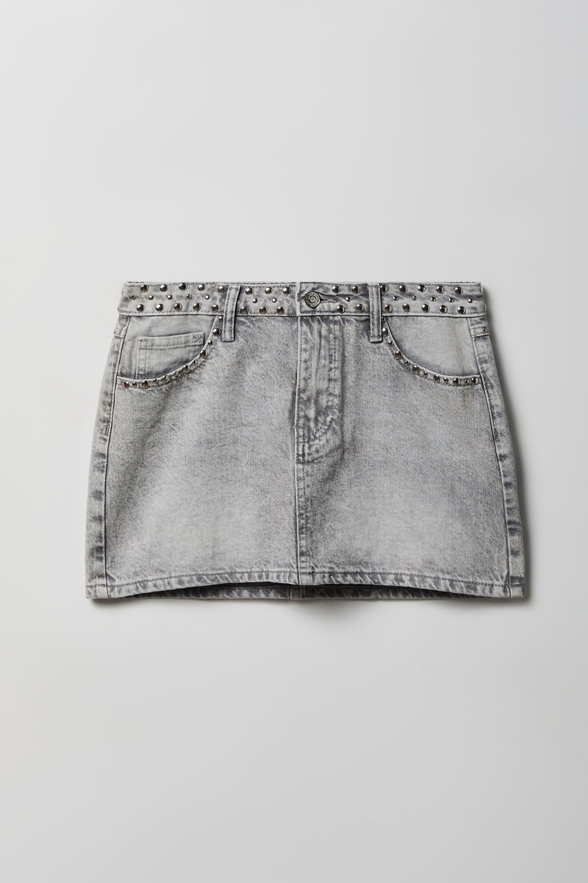 Alt View 3. Studded Denim Mini Skirt - Charcoal