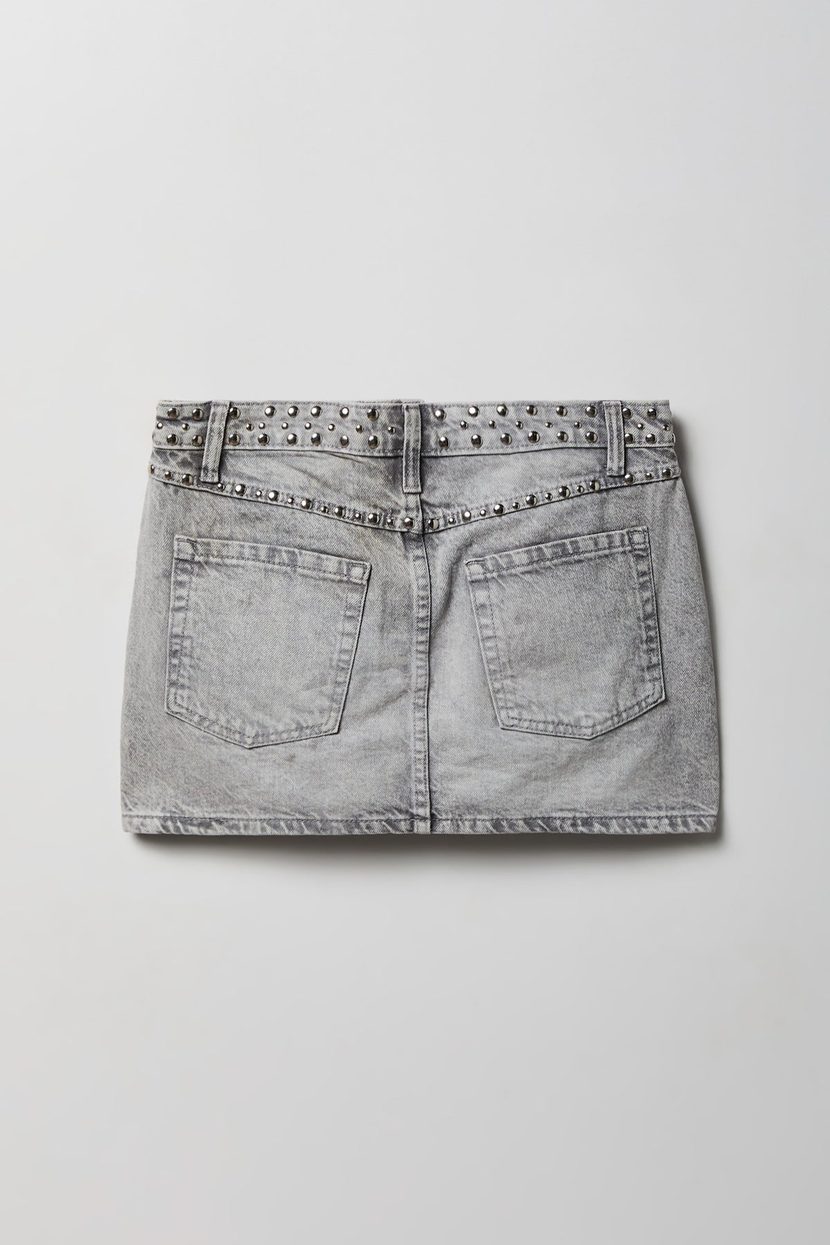 Alt View 4. Studded Denim Mini Skirt - Charcoal