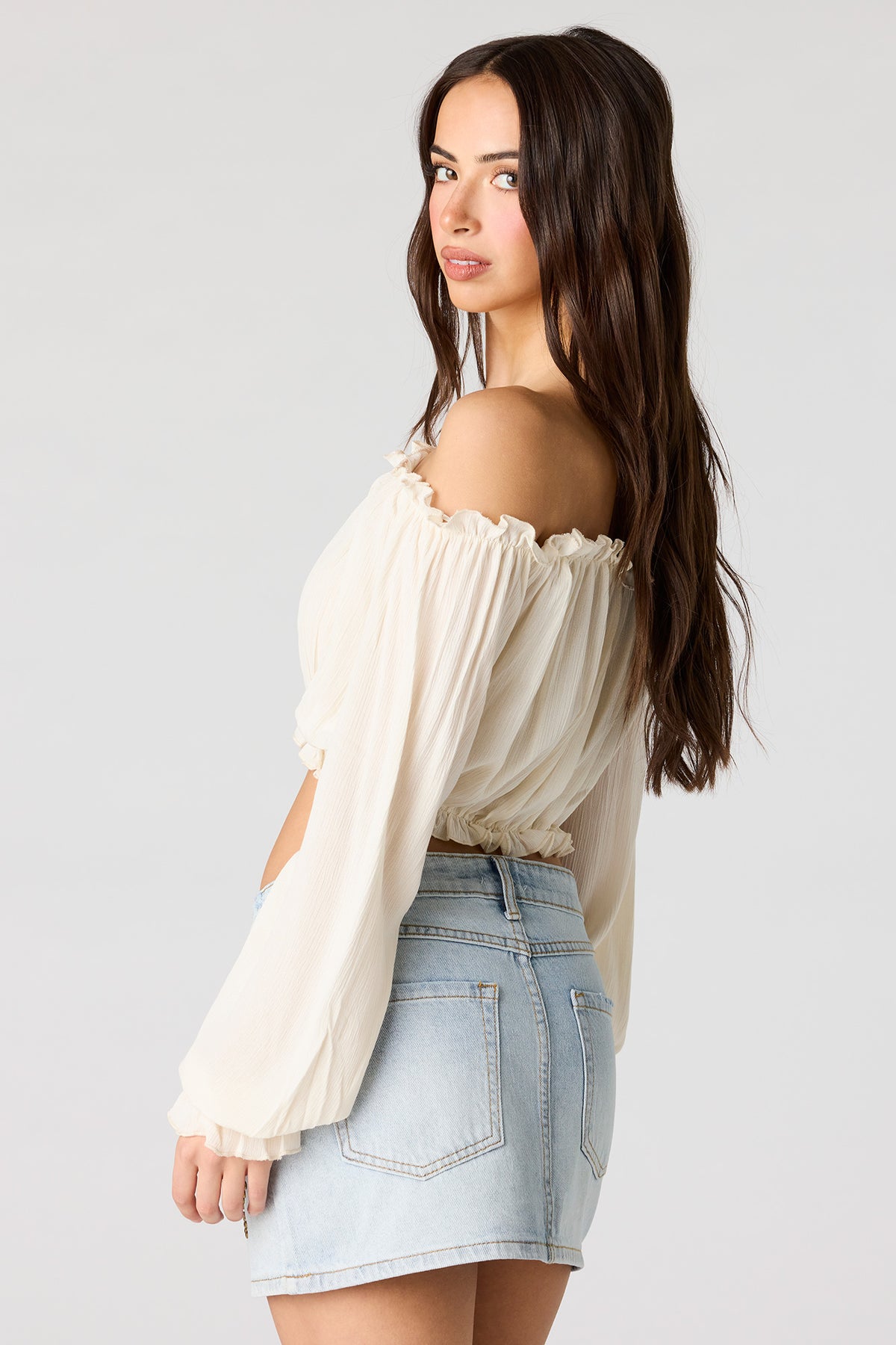 Alt View 2. Star Studded Denim Skirt - Light Denim Blue