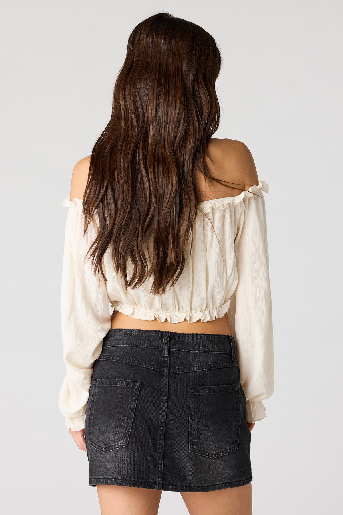 Alt View 2. Star Studded Denim Skirt - Pure Black