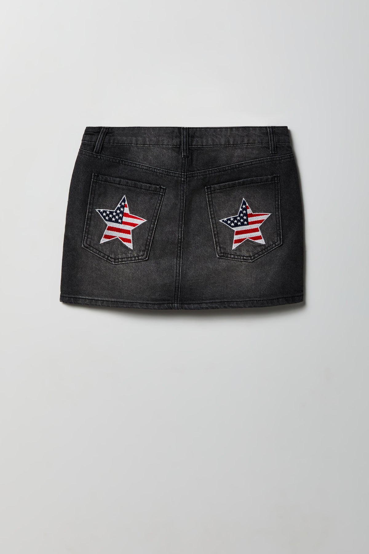 Alt View 5. USA Patch Denim Mini Skirt - Black