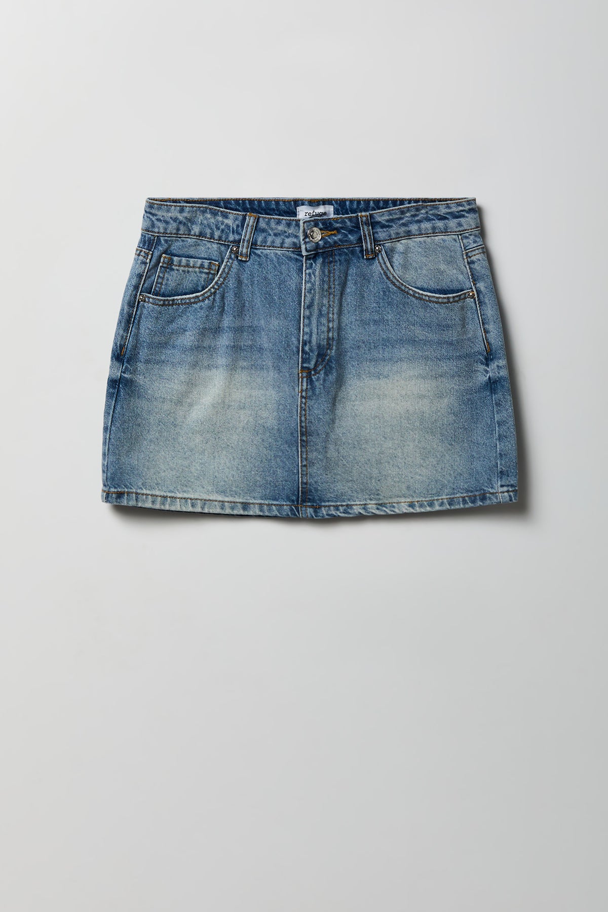 Alt View 7. USA Patch Denim Mini Skirt - Light Denim Blue