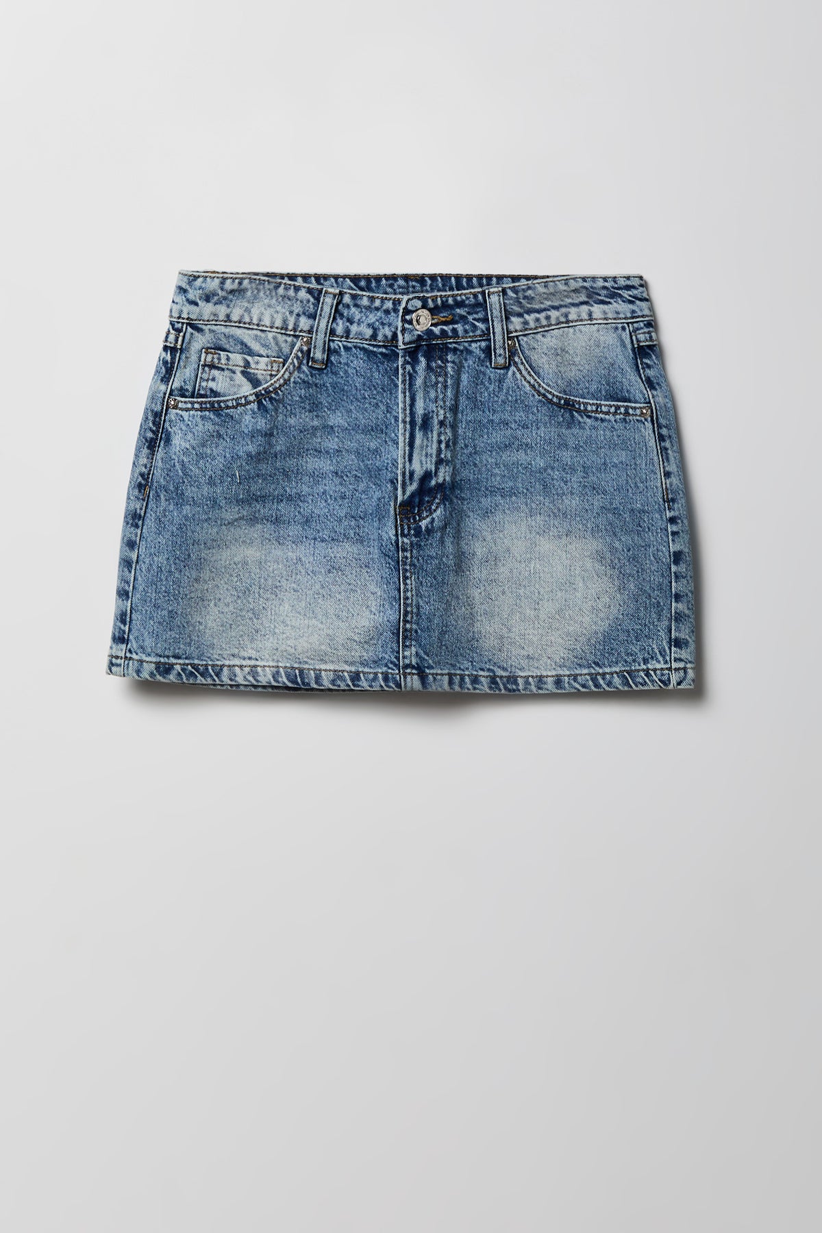 Alt View 5. Star Patch Denim Mini Skirt - Medium Blue