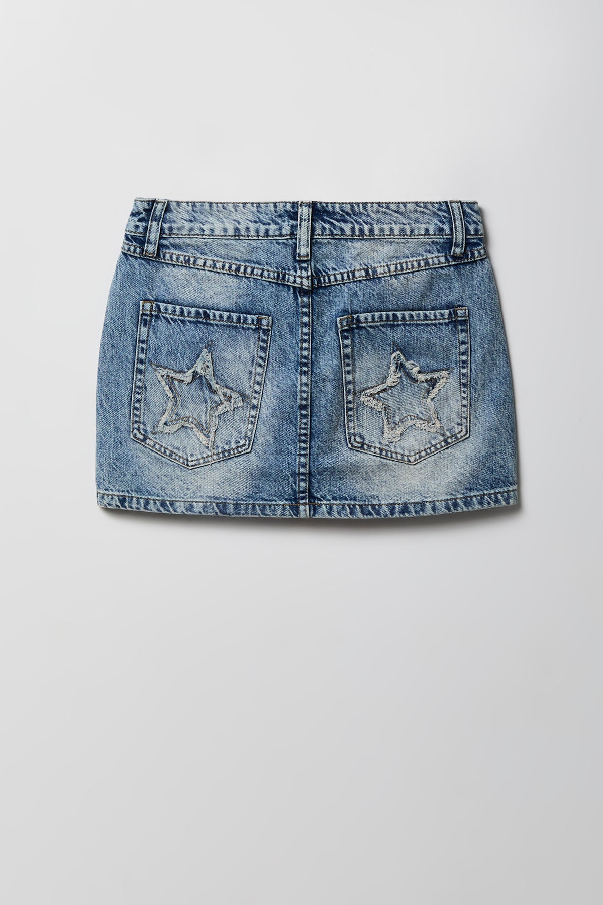 Alt View 4. Star Patch Denim Mini Skirt - Medium Blue