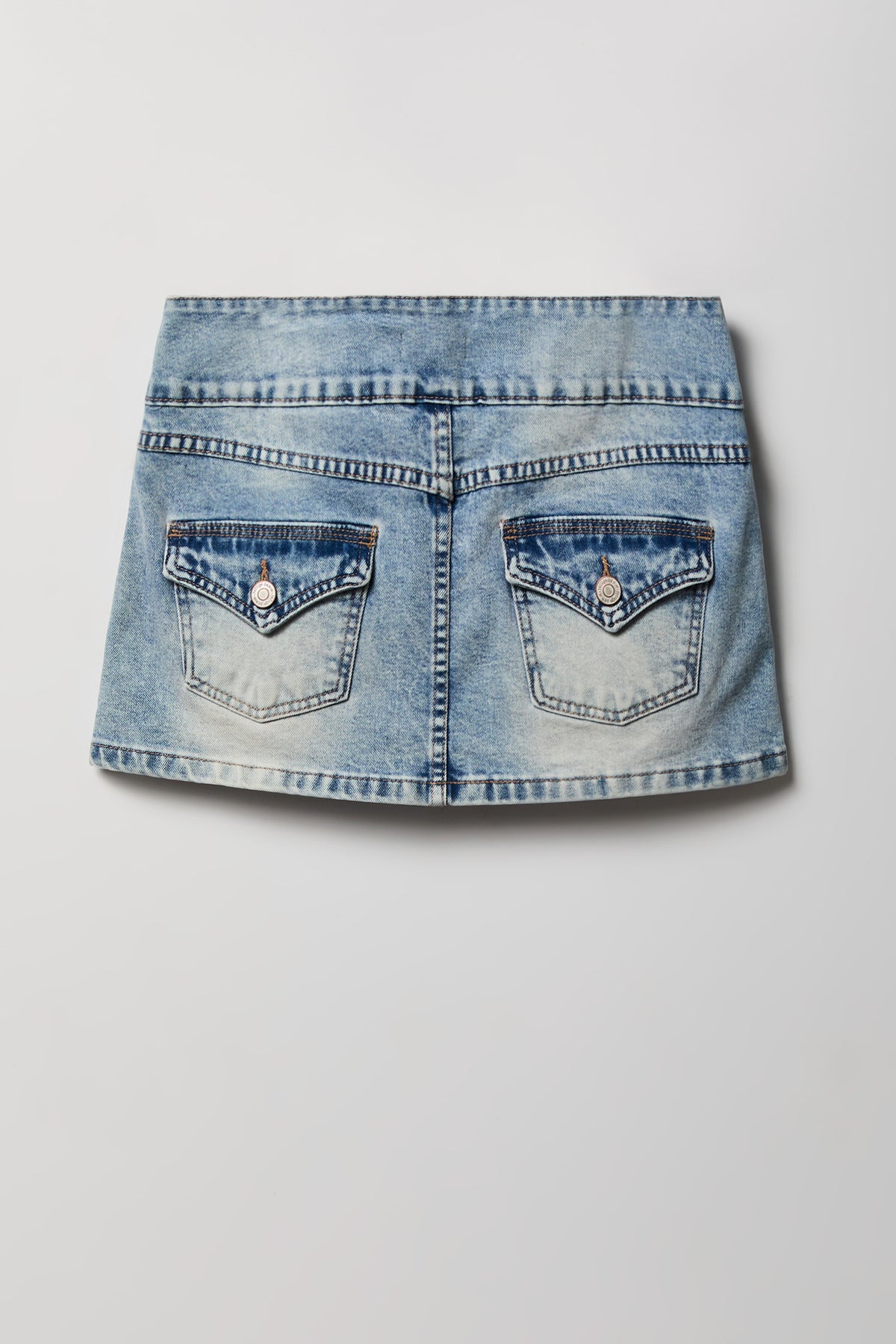 Alt View 5. Low Rise Denim Micro Skort - Light Denim Blue
