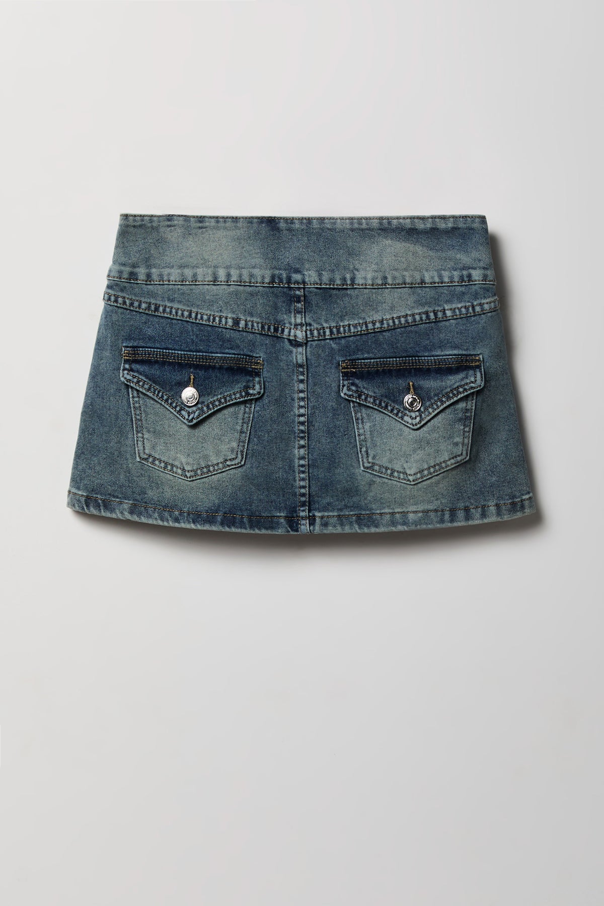 Alt View 6. Low Rise Denim Micro Skort - Medium Blue