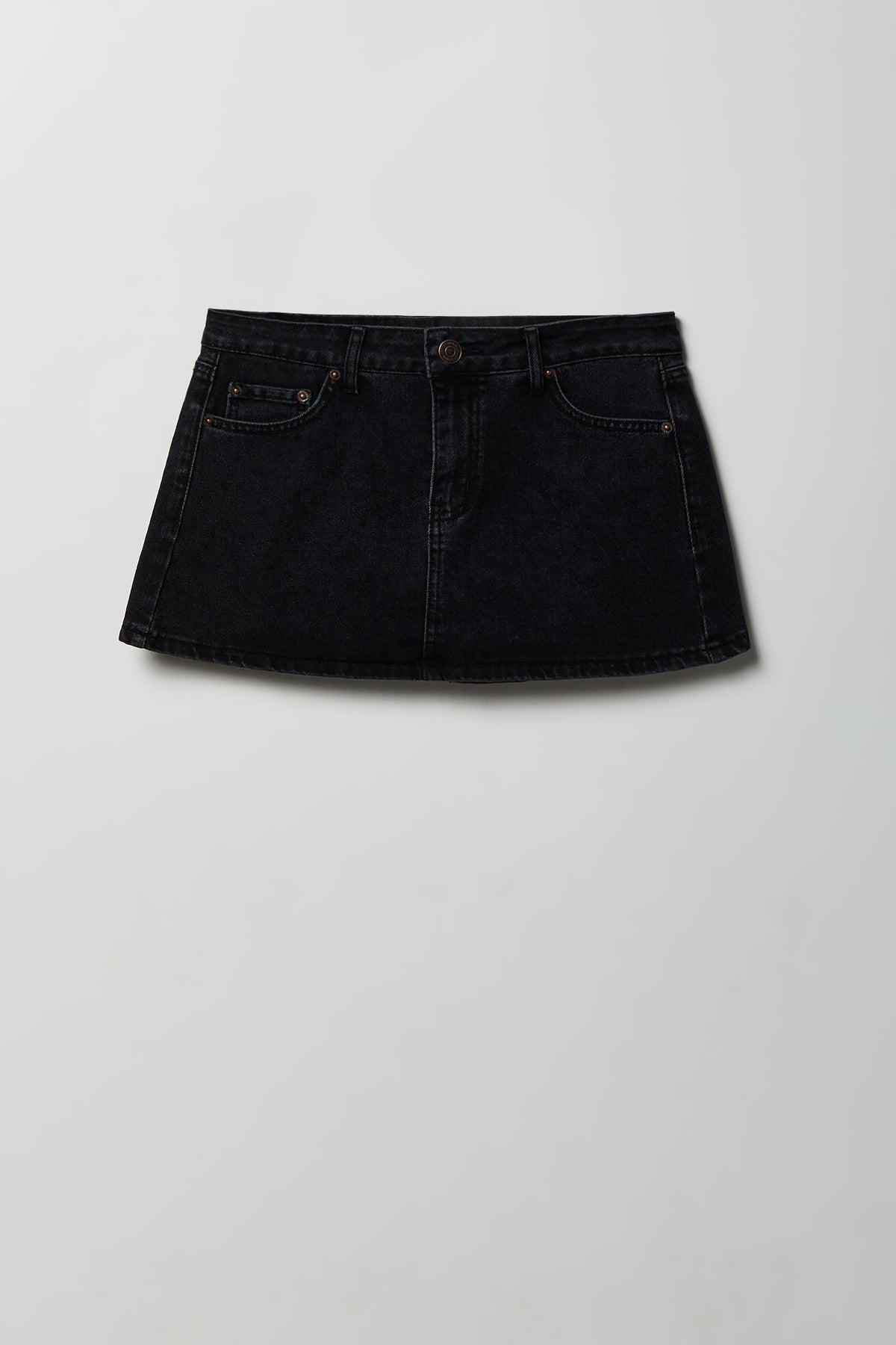 Alt View 4. Denim Mini Skort - Black