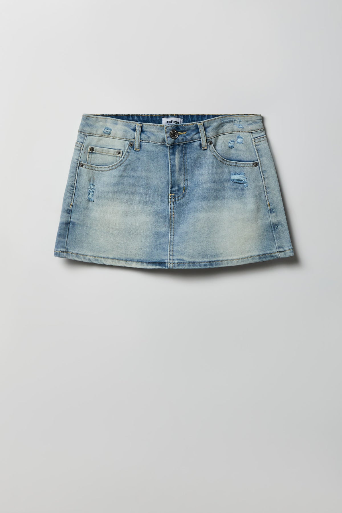 Alt View 4. Denim Mini Skort - Light Denim Blue
