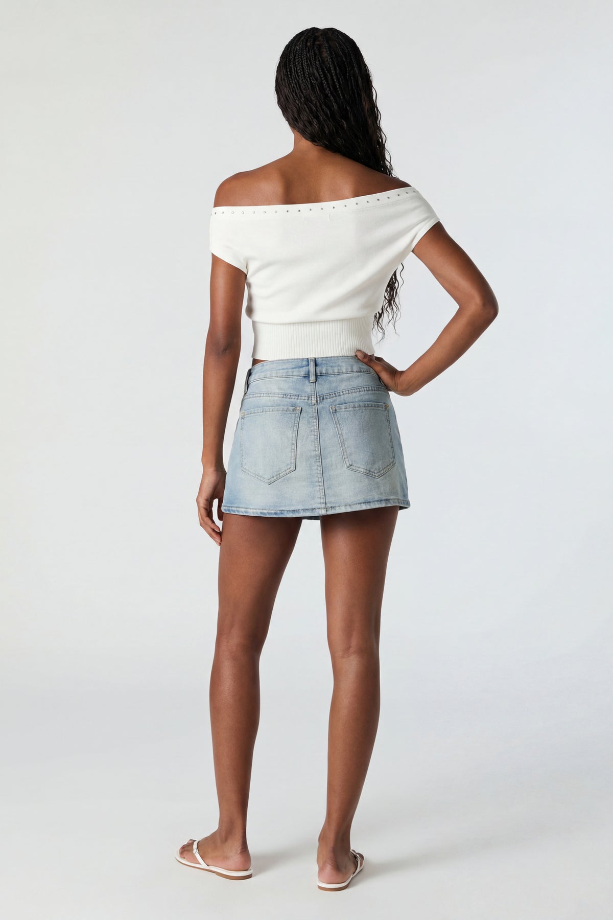 Alt View 3. Denim Mini Skort - Light Denim Blue