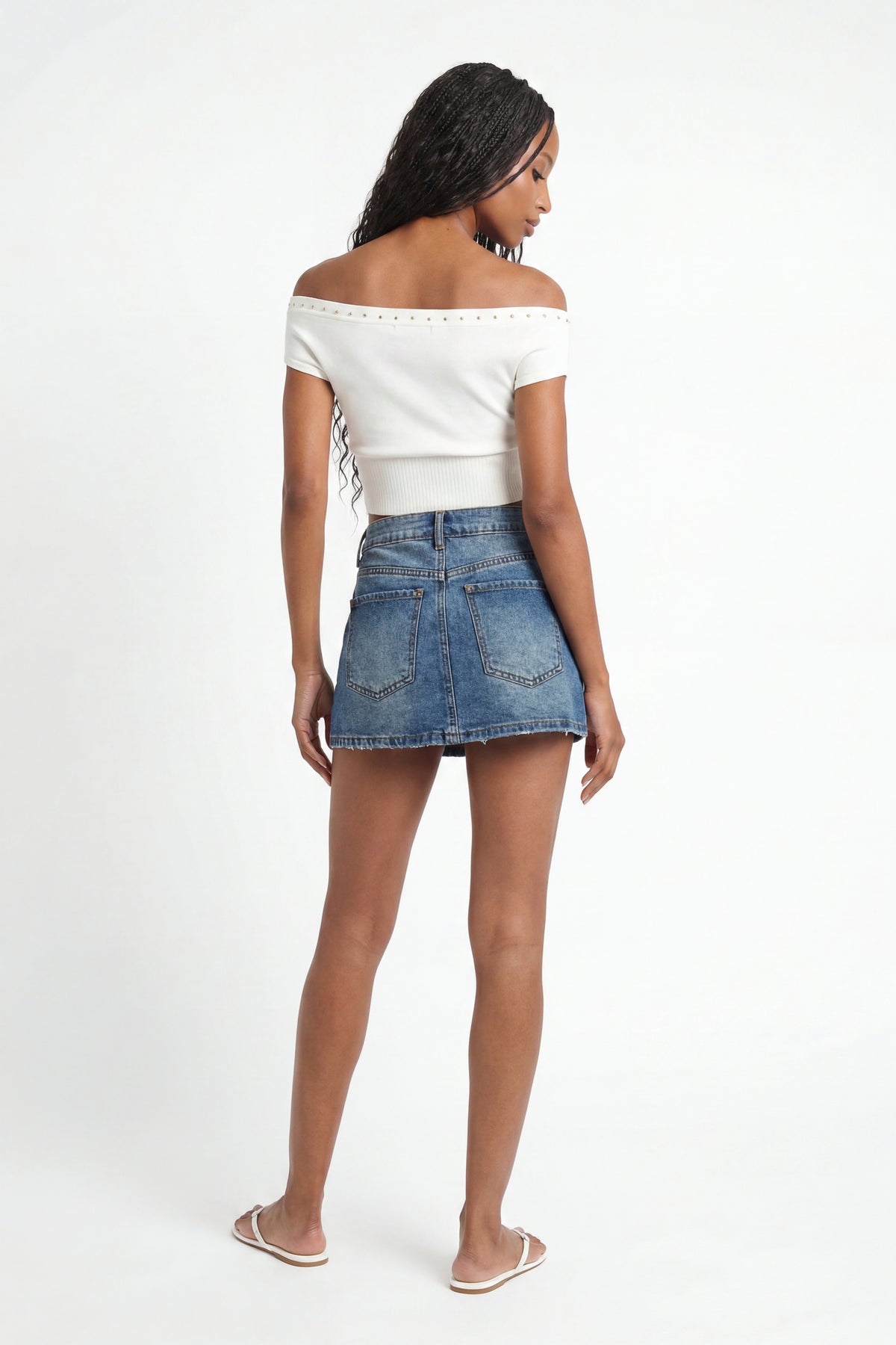 Alt View 3. Denim Mini Skort - Denim Blue