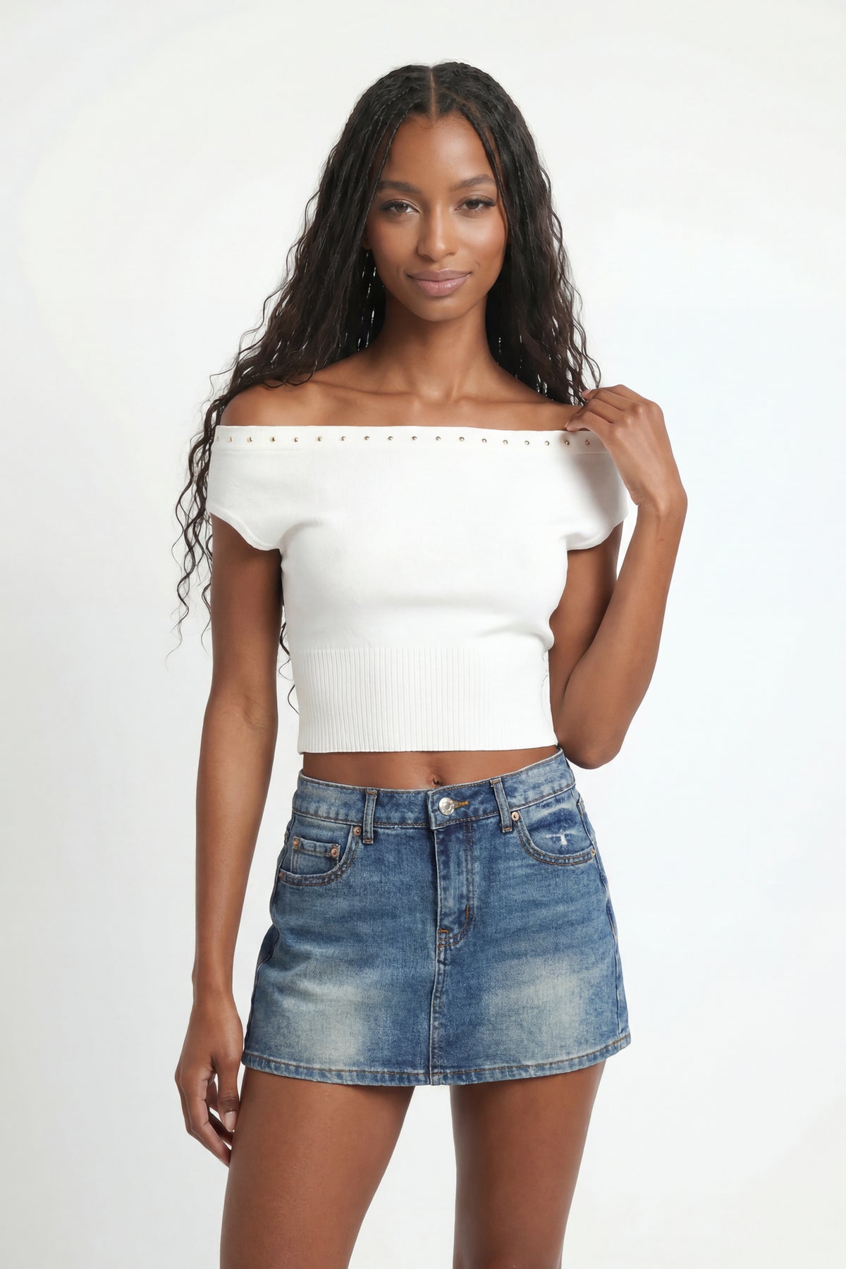 Denim Mini Skort - Denim Blue