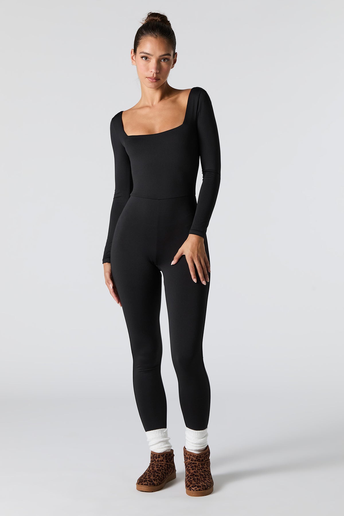 Contour Square Neck Long Sleeve Jumpsuit