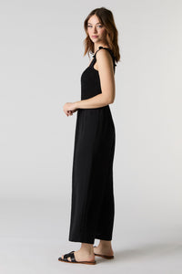 Smocked Flutter Strap Wide Leg Jumpsuit