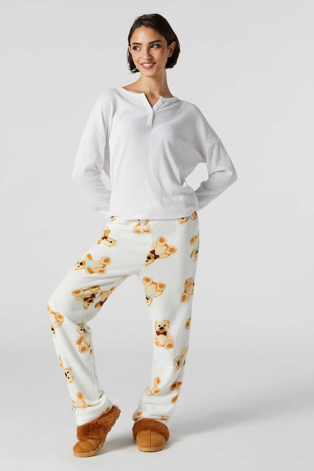 Plush Teddy Bear Print Pajama Pant Plush Teddy Bear Print Pajama Pant 1