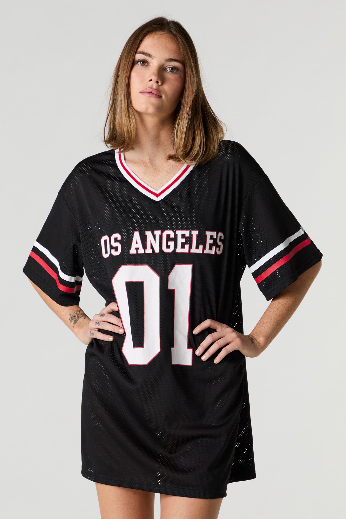 Los Angeles Graphic Mesh Jersey Dress