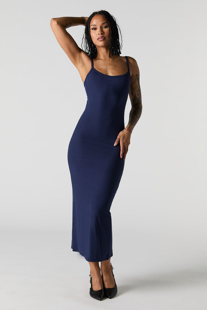 Ribbed Back Cut-Out Midi Dress