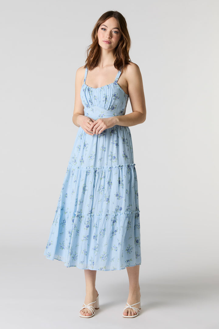 Tie Waist Tiered Midi Dress