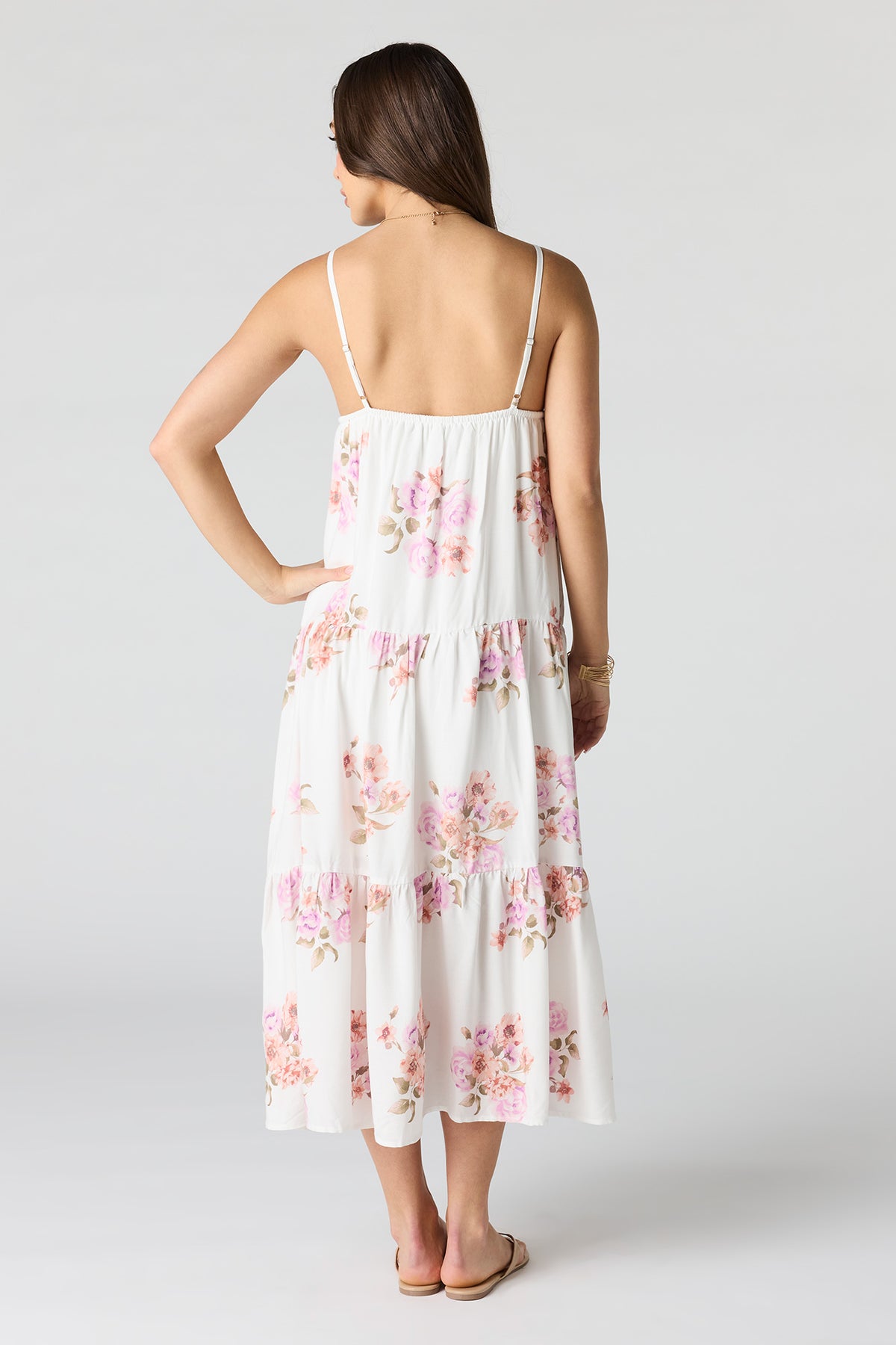 Alt View 3. Floral Babydoll Maxi Dress - Ivory