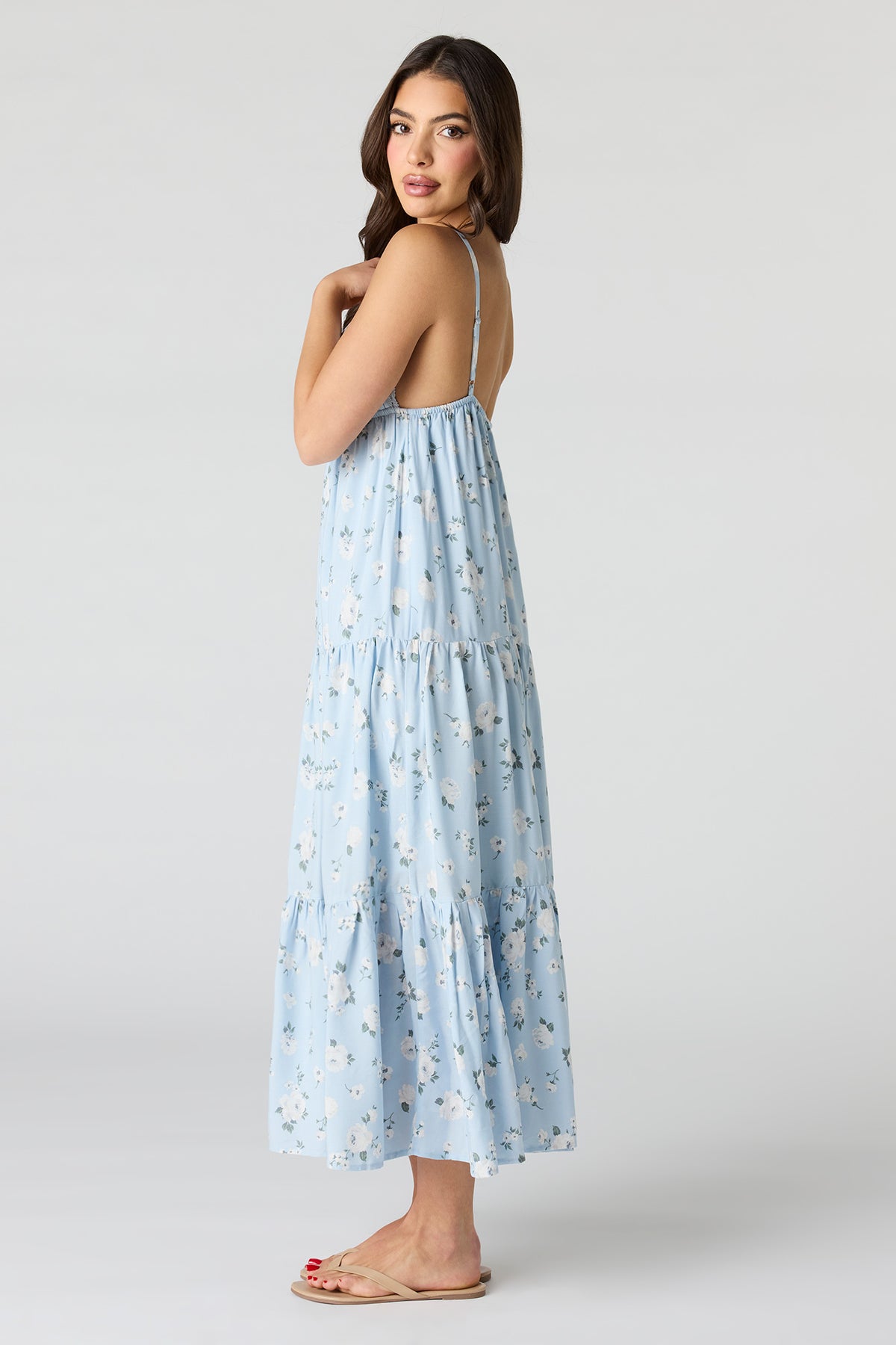 Alt View 2. Floral Babydoll Maxi Dress - Baby Blue