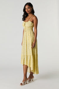 Floral Tie Front High Low Maxi Dress