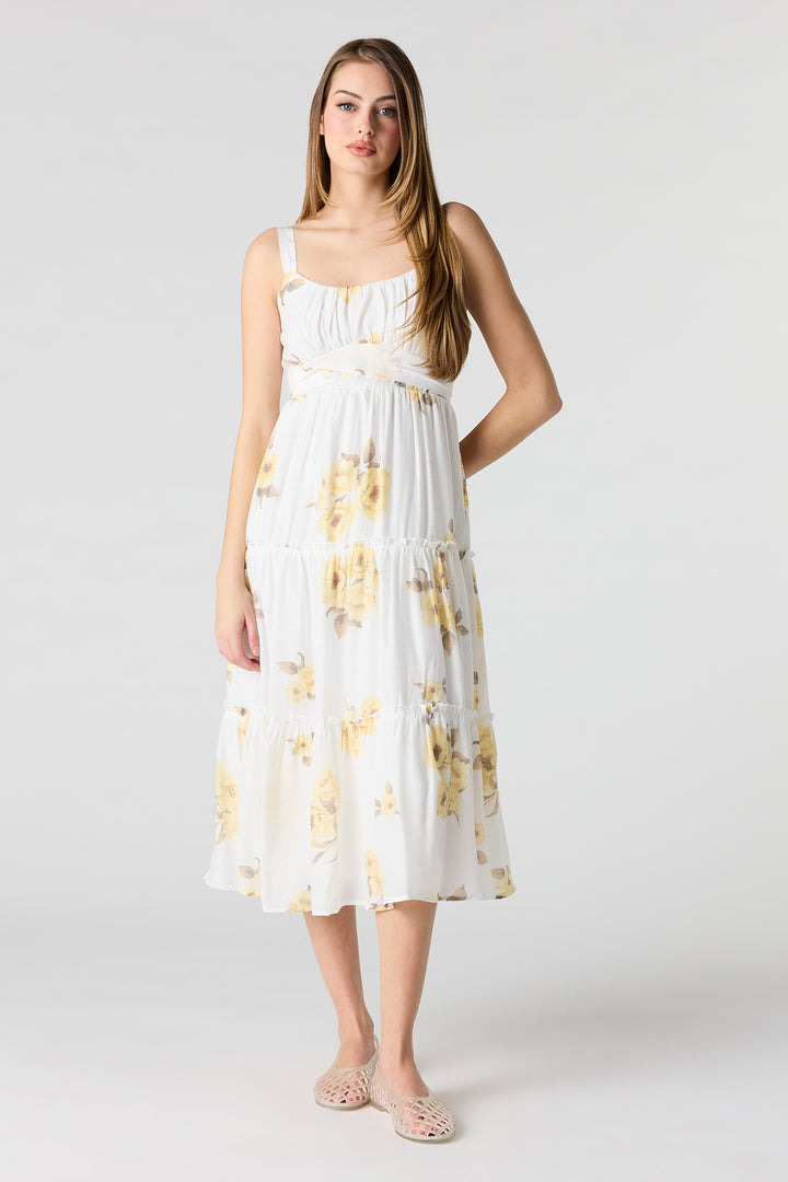 Tie Waist Tiered Midi Dress