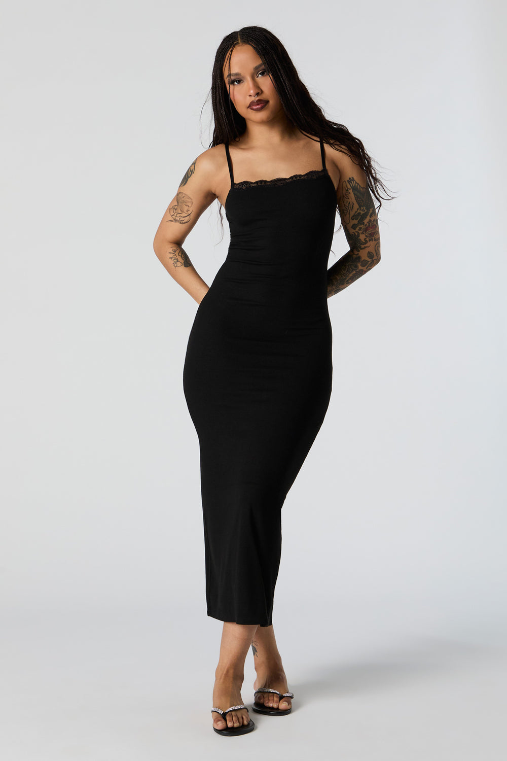 Ribbed Lace Trim Bodycon Maxi Dress Ribbed Lace Trim Bodycon Maxi Dress 5