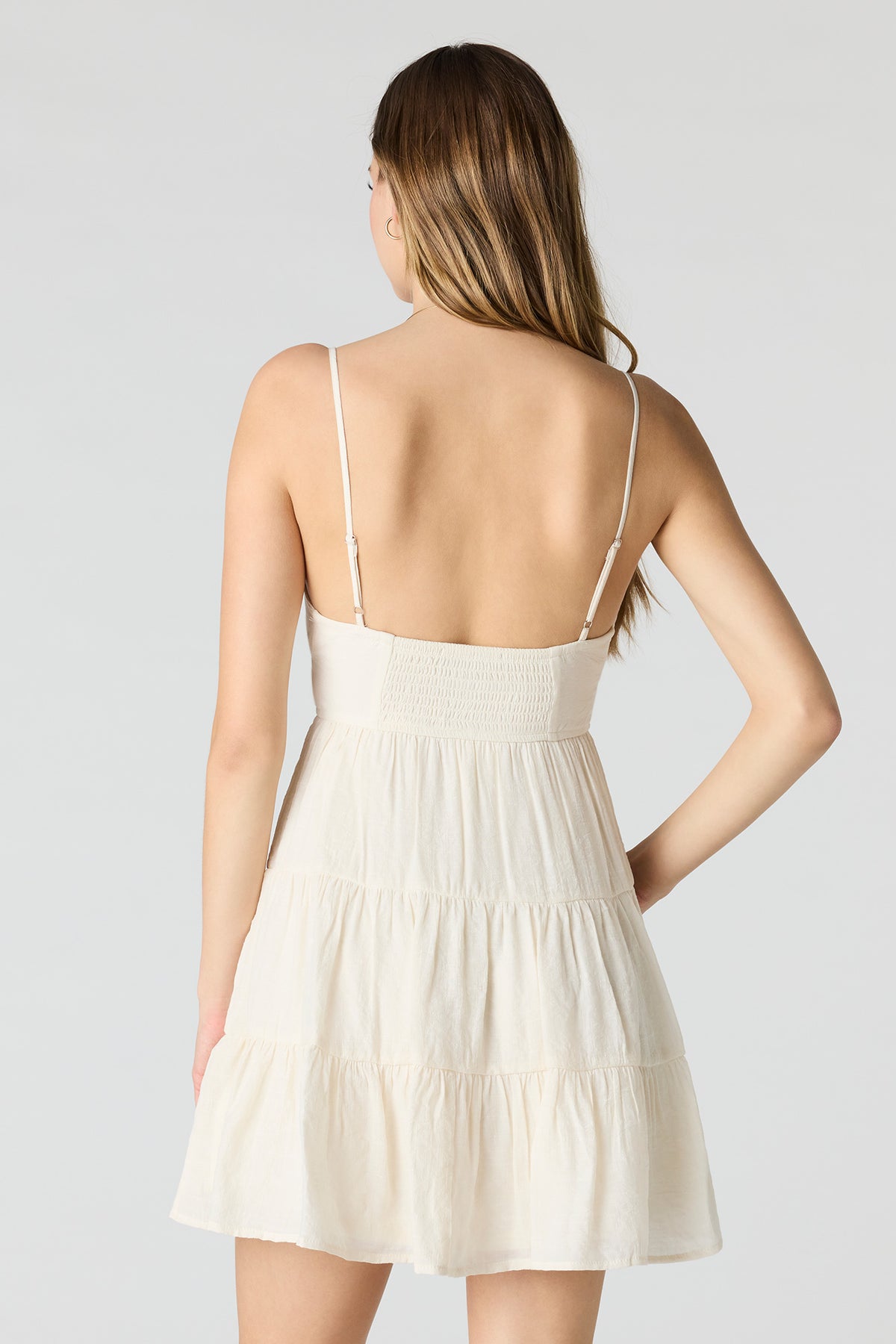 Alt View 2. Babydoll Tiered Mini Dress - Cream