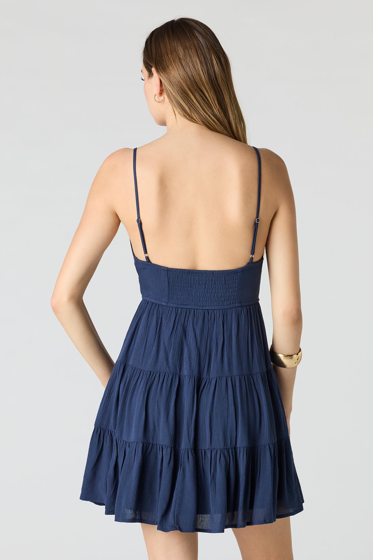 Alt View 2. Babydoll Tiered Mini Dress - Navy