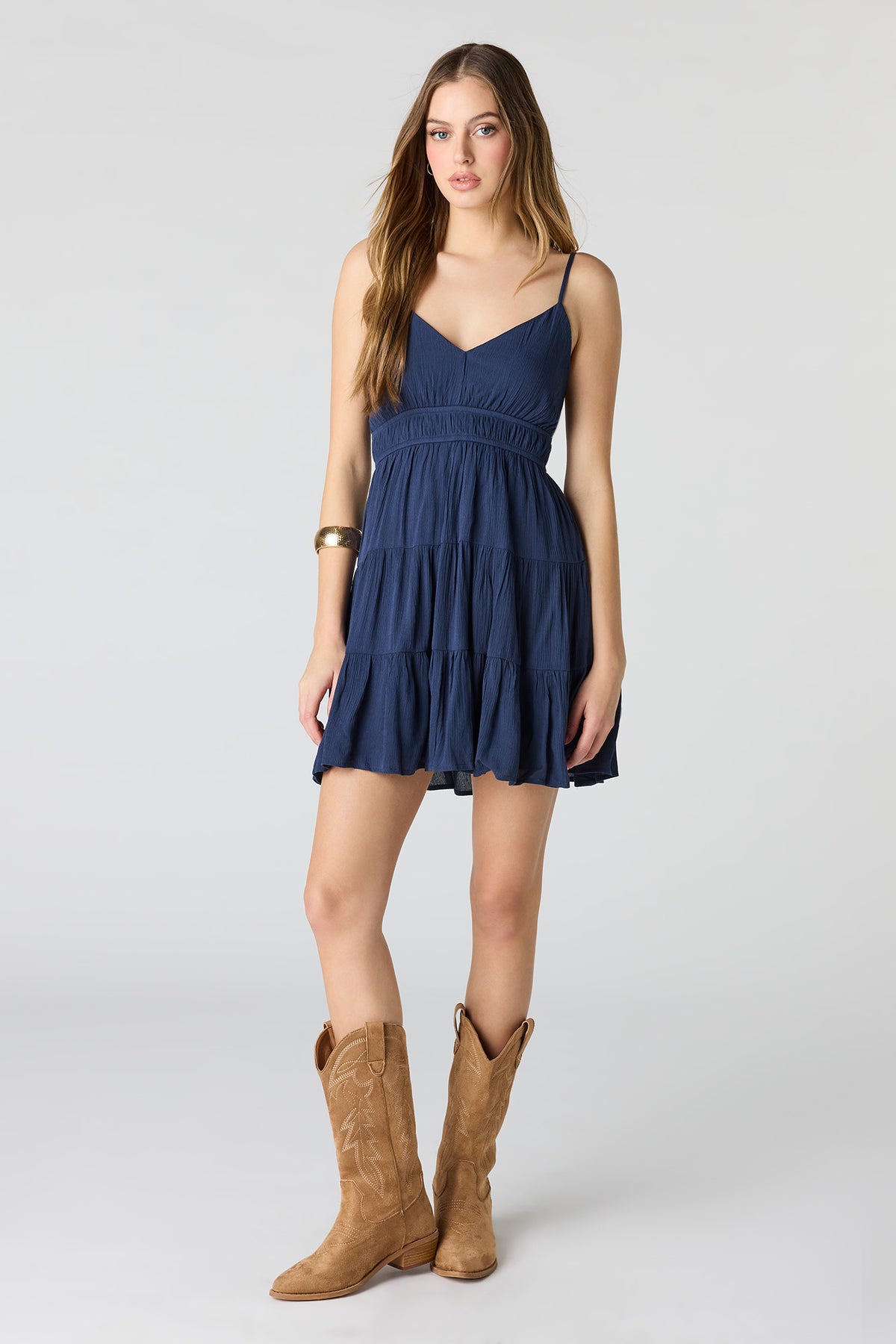 Alt View 3. Babydoll Tiered Mini Dress - Navy