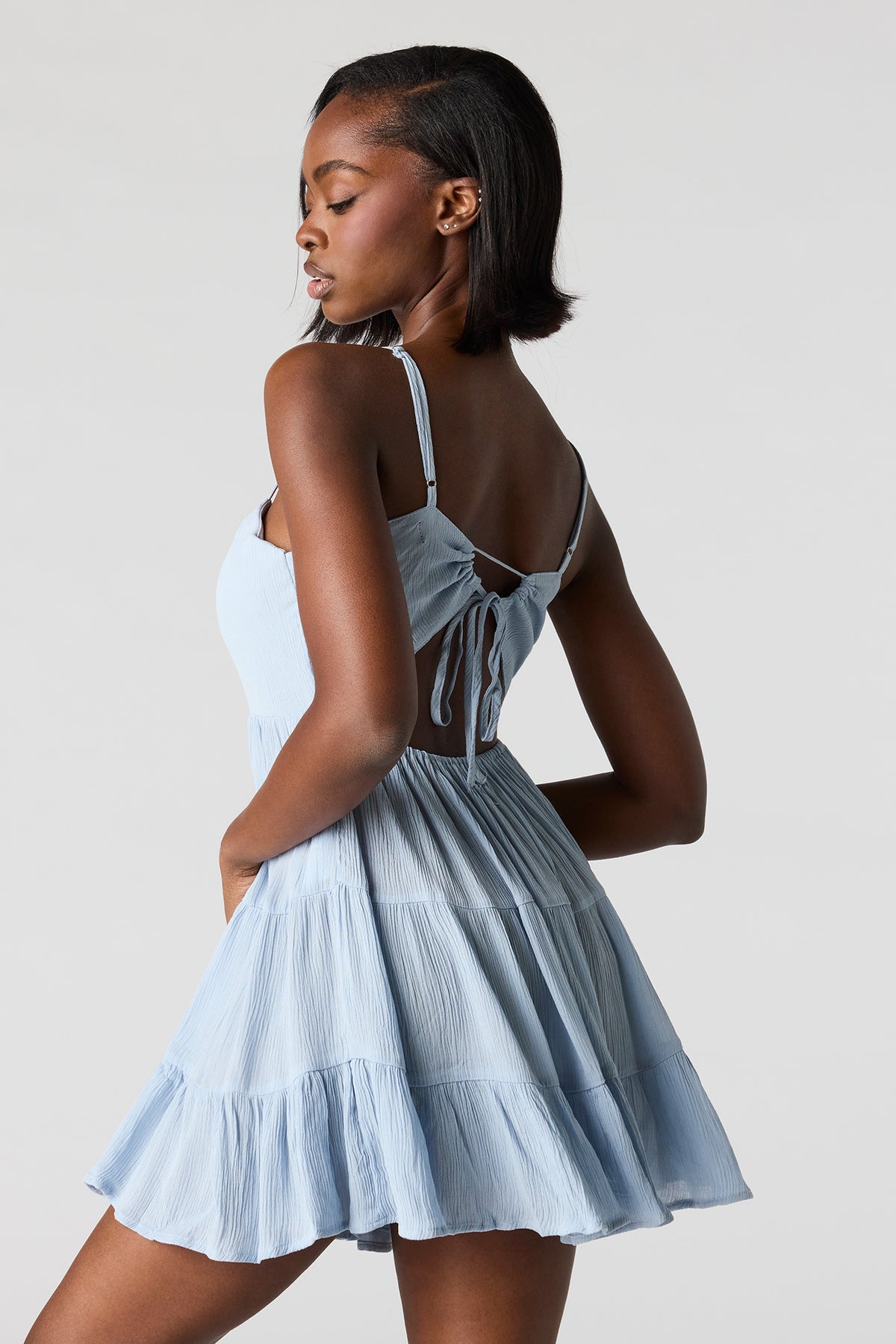 Alt View 2. Braless Tiered Mini Dress - Blue