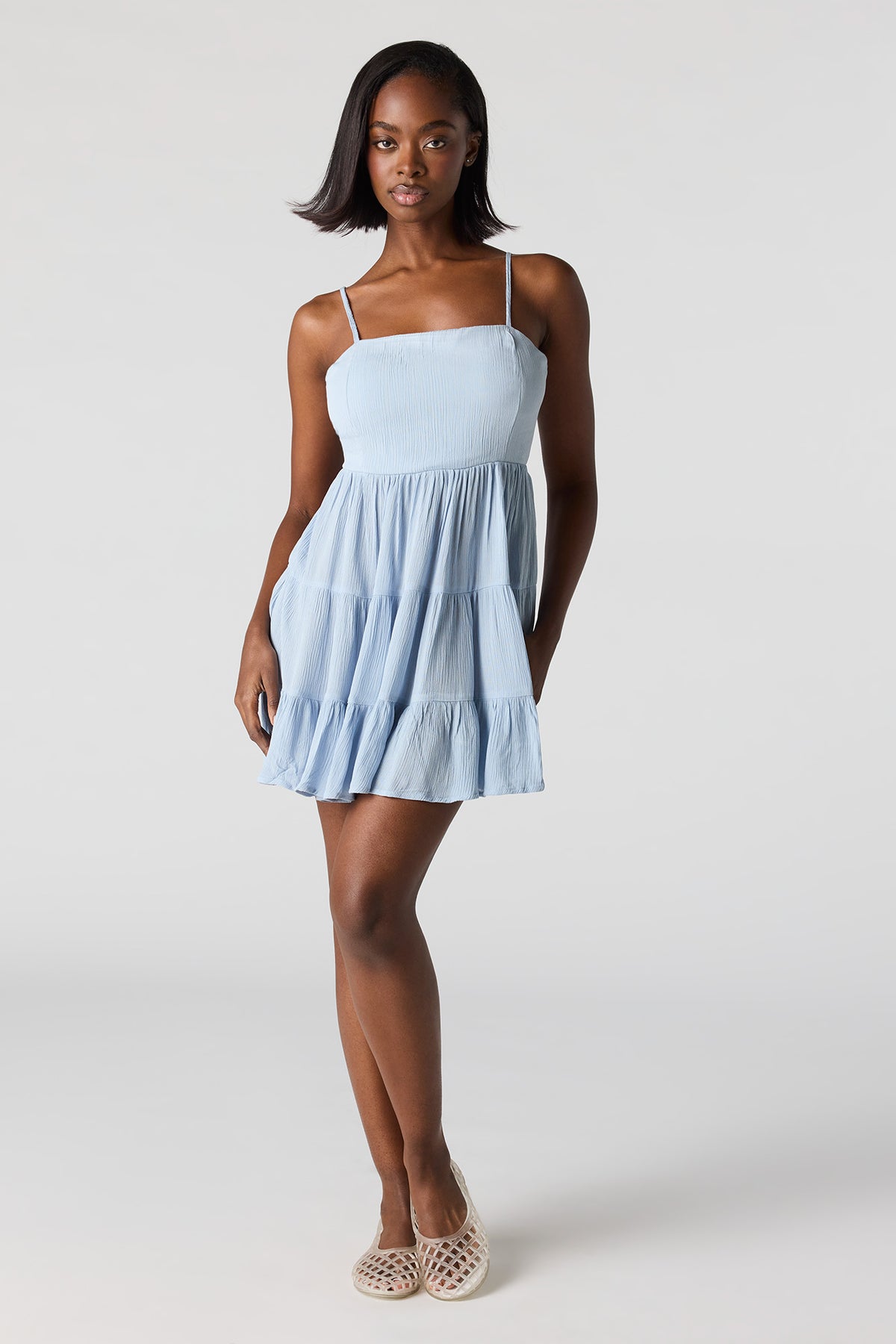 Alt View 3. Braless Tiered Mini Dress - Blue