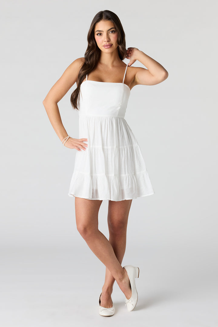 knee length dresses for ladies Braless Tie Back Tiered Mini Dress – Urban Planet