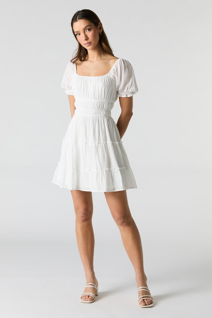Smocked Tiered Mini Dress