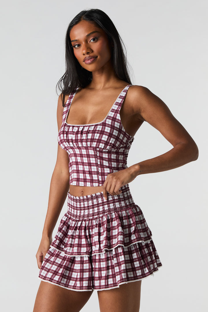 Plaid Tiered Mini Skort