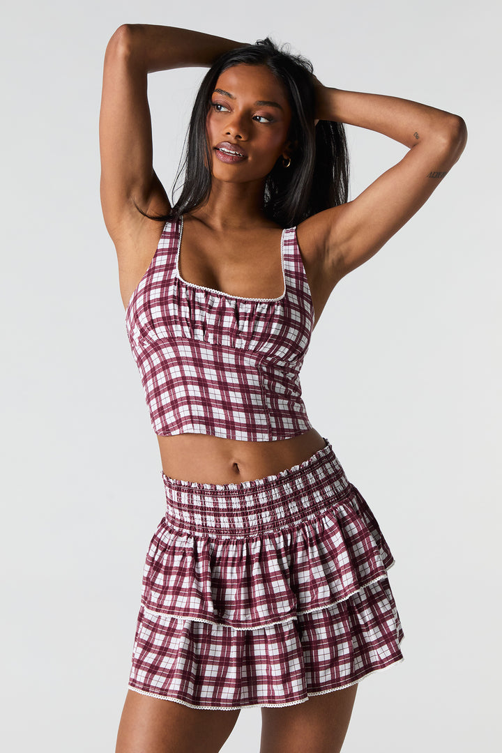 Plaid Square Neck Tank