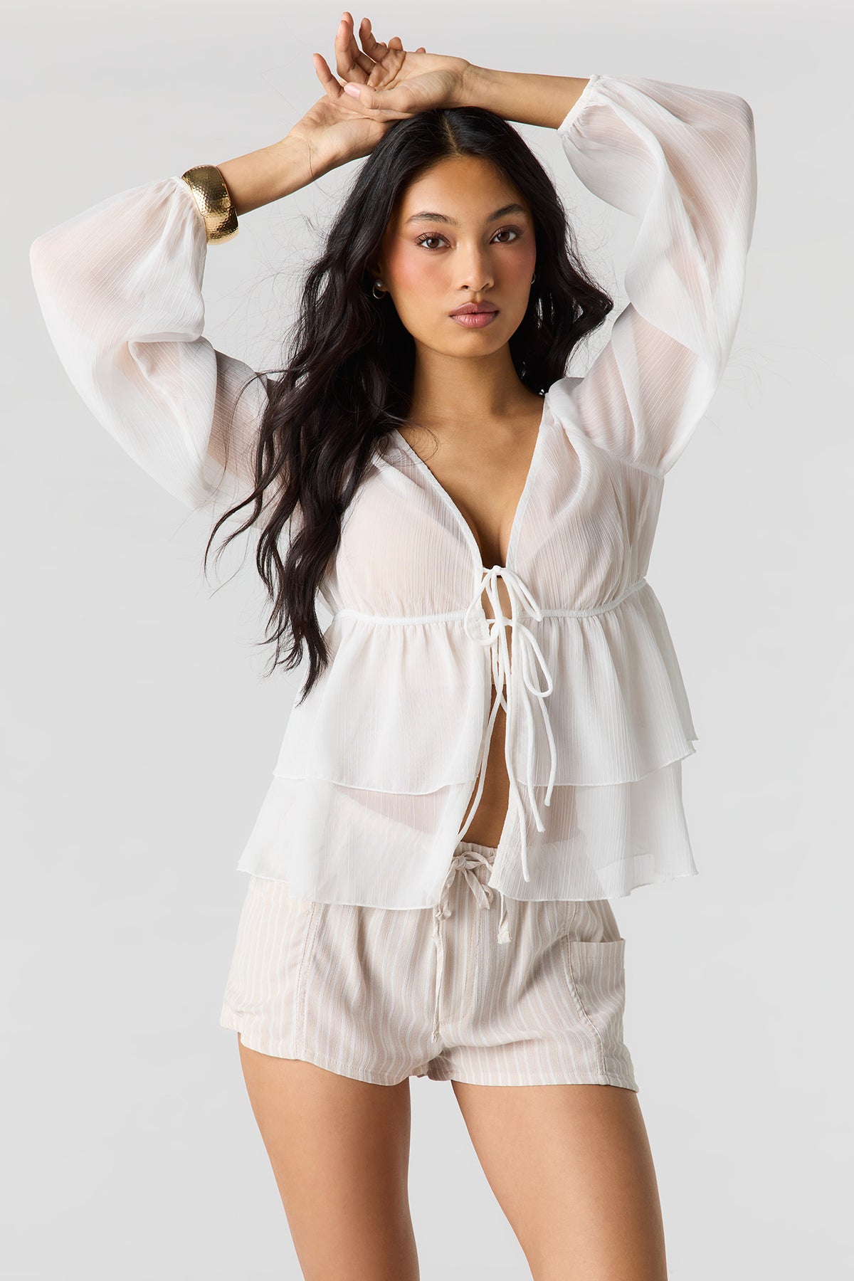 Textured Drawstring Short - Tan