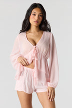 Textured Drawstring Short