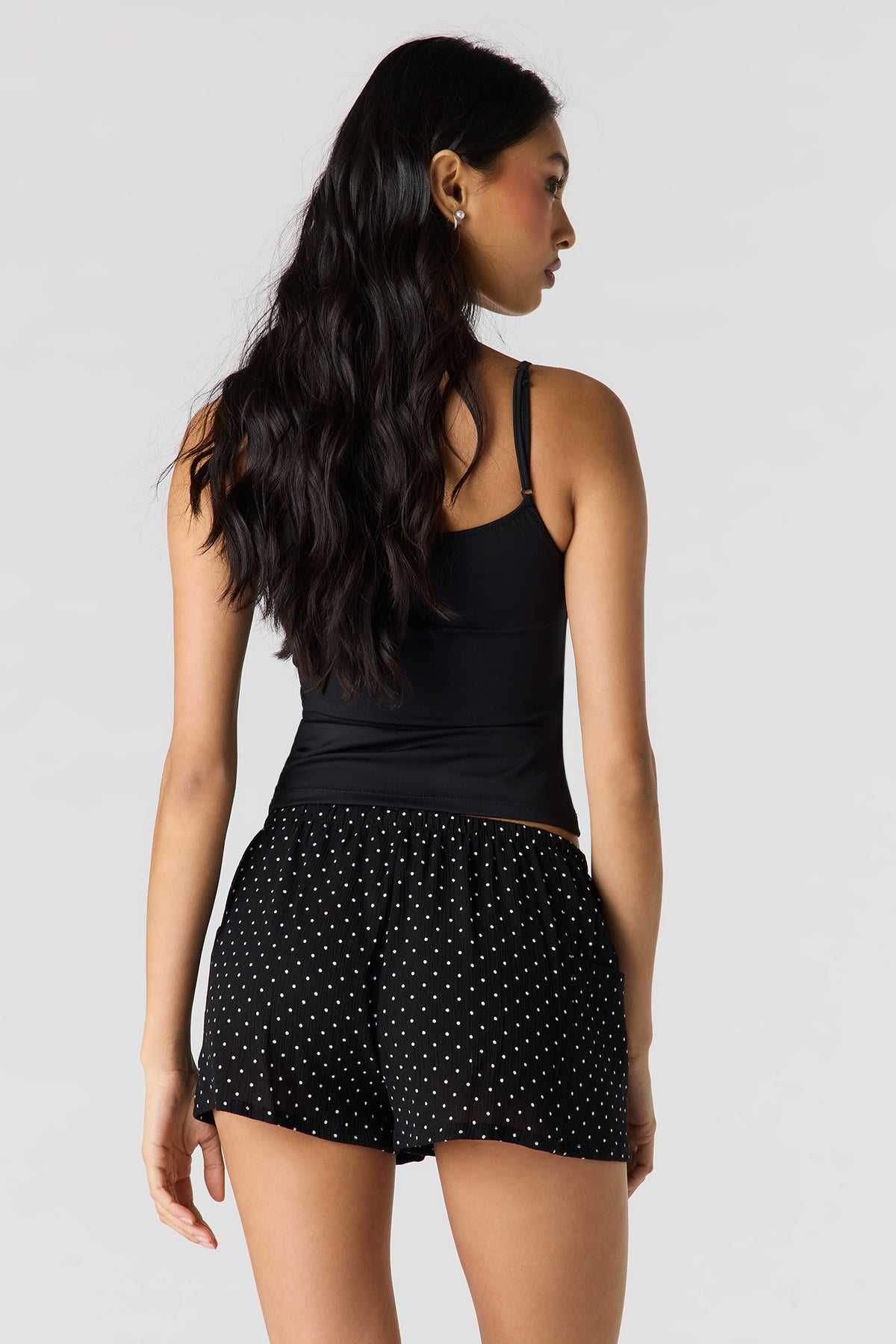 Alt View 2. Textured Drawstring Short - Black with White