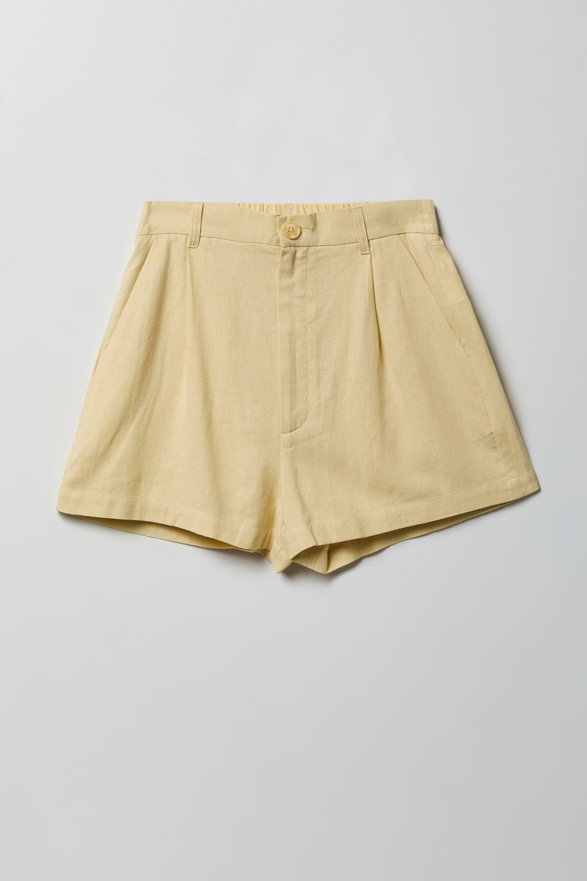 Alt View 5. Linen-Blend Tailored Short - Pale Yellow