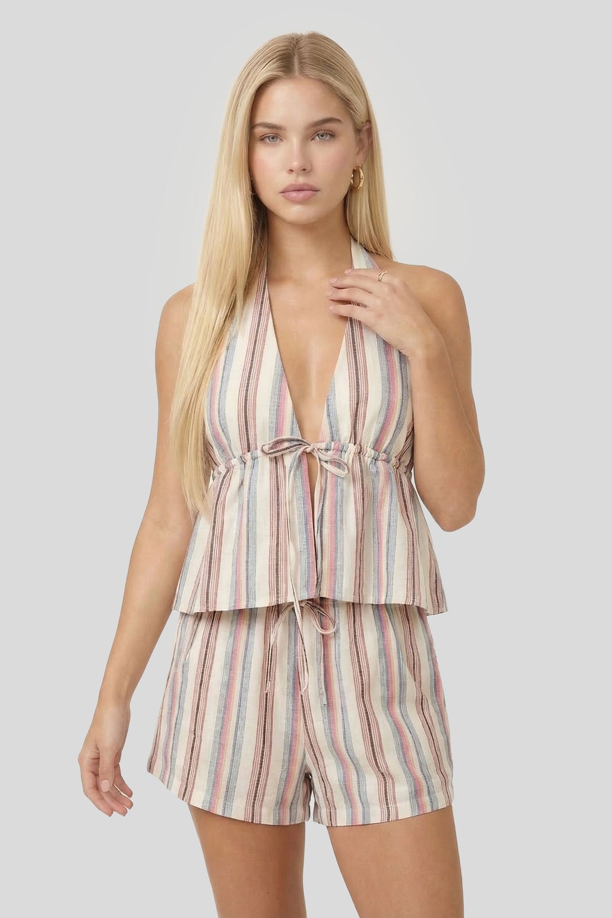 Linen-Blend Drawstring Short - Off White