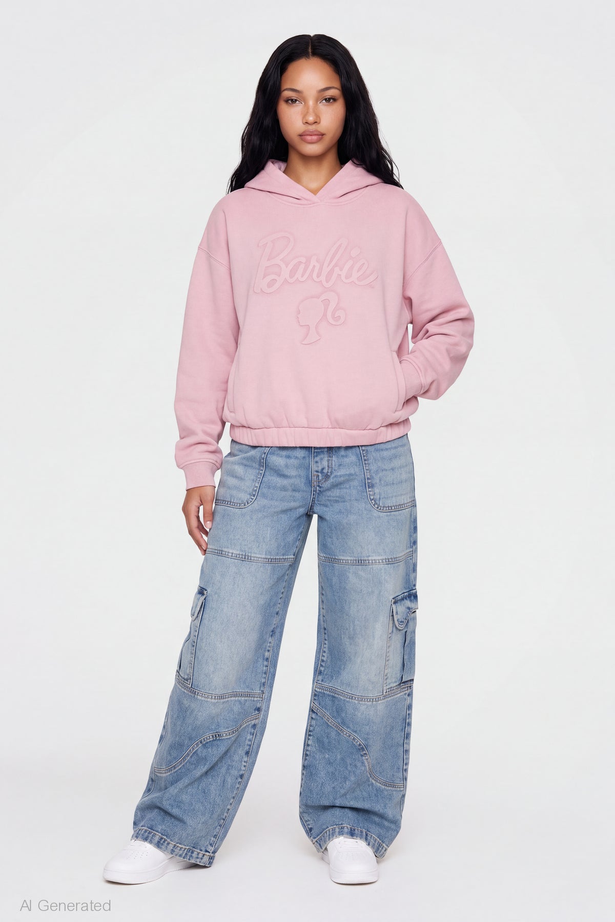 Alt View 3. Barbie Embossed Hoodie - Pink