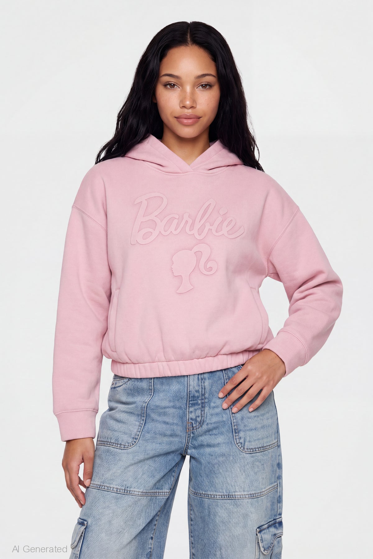Barbie Embossed Hoodie - Pink