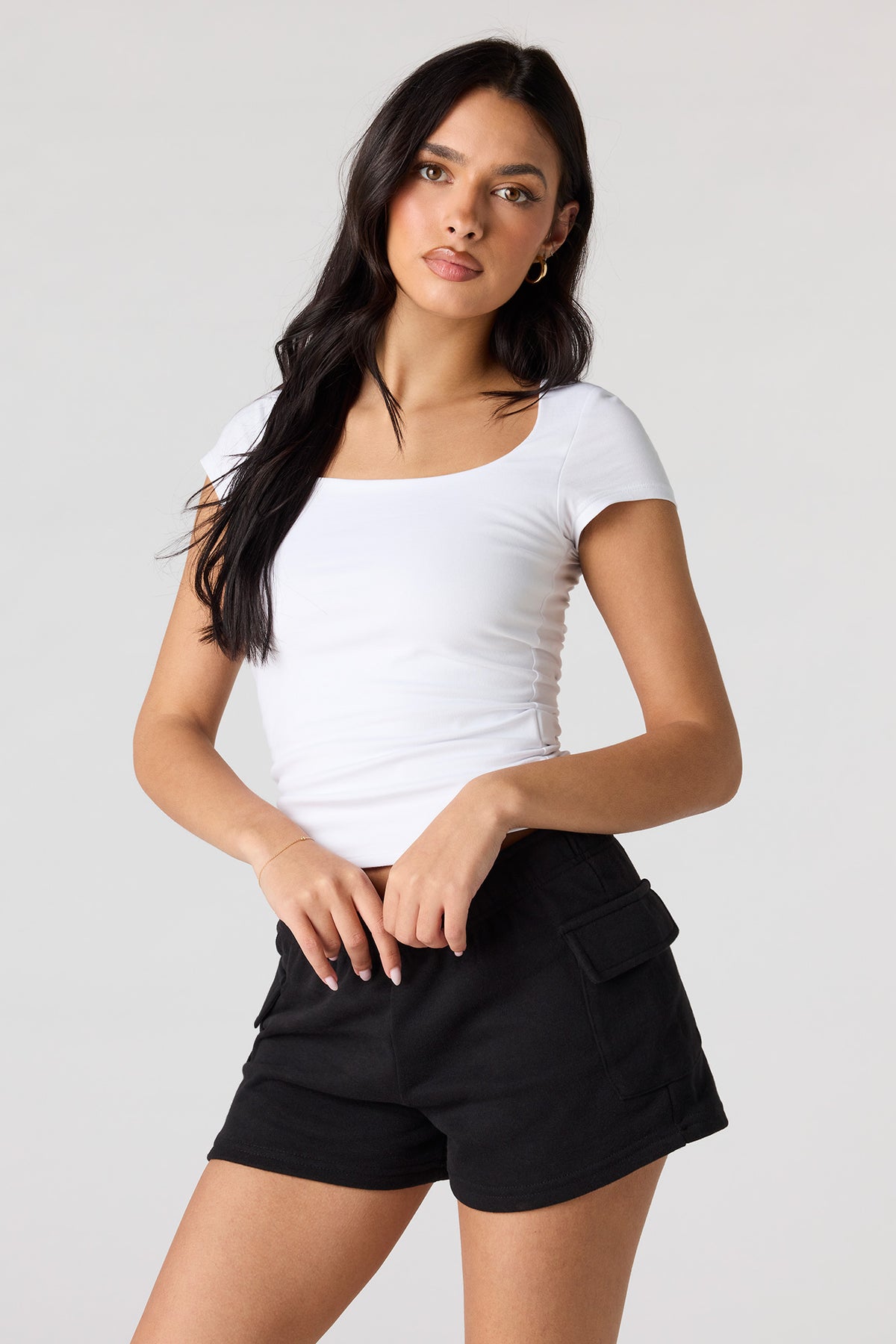 Luxe French Terry Cargo Shortie - Black
