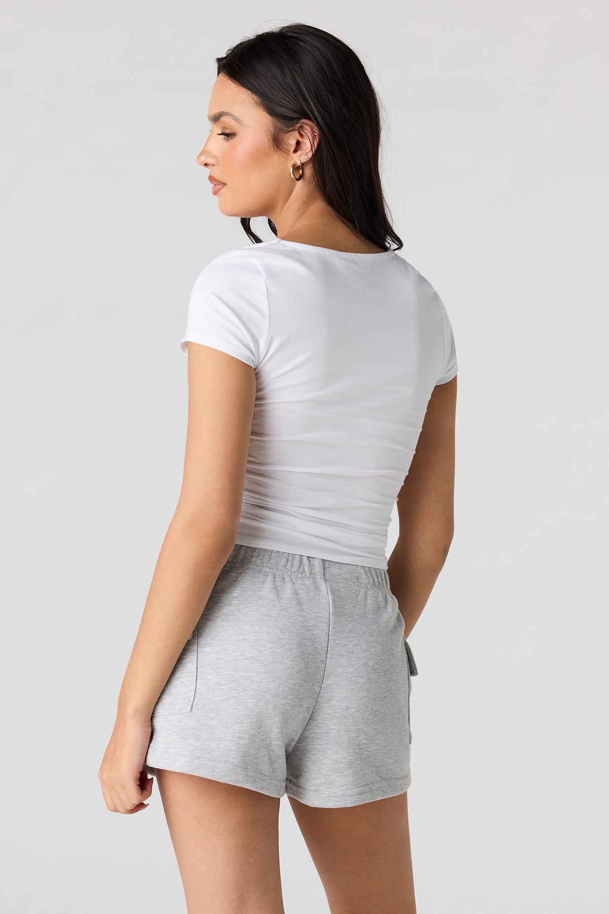 Alt View 2. Luxe French Terry Cargo Shortie - Heather Grey