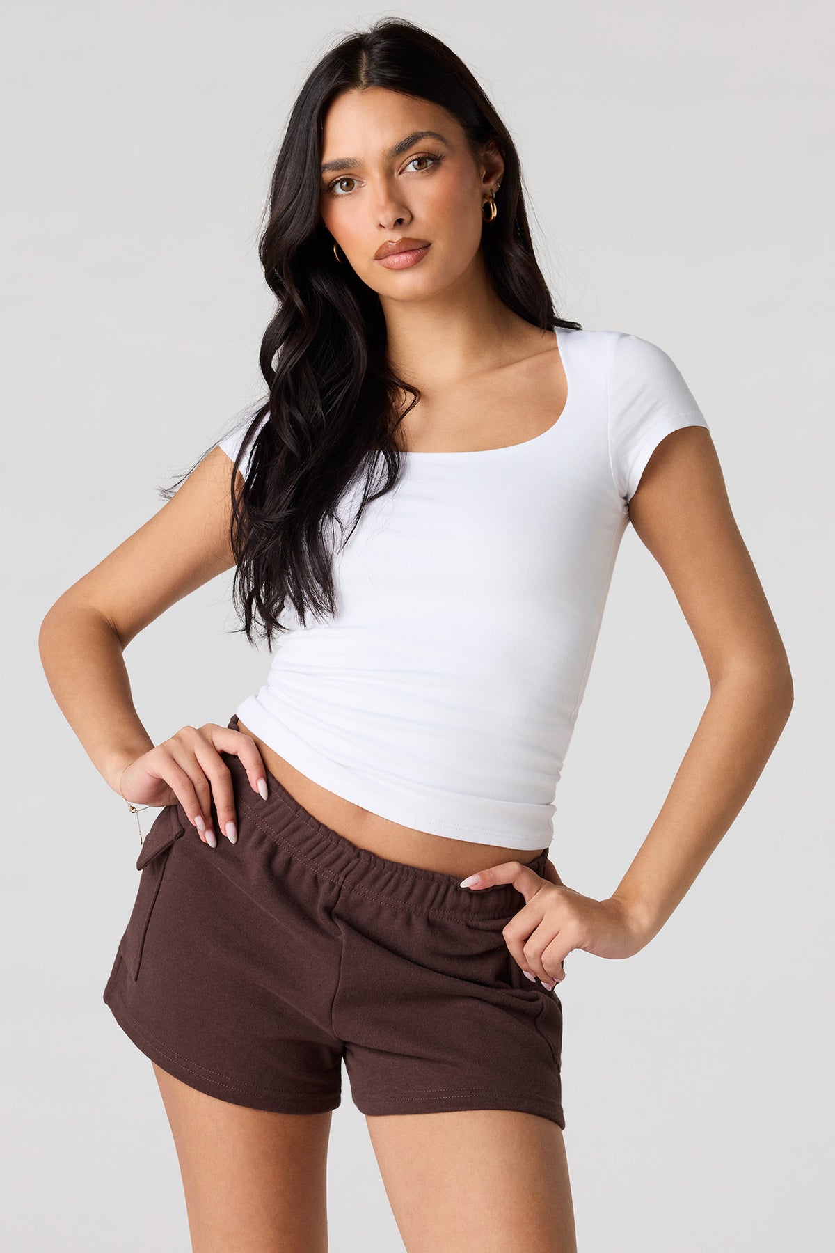 Luxe French Terry Cargo Shortie - Brown