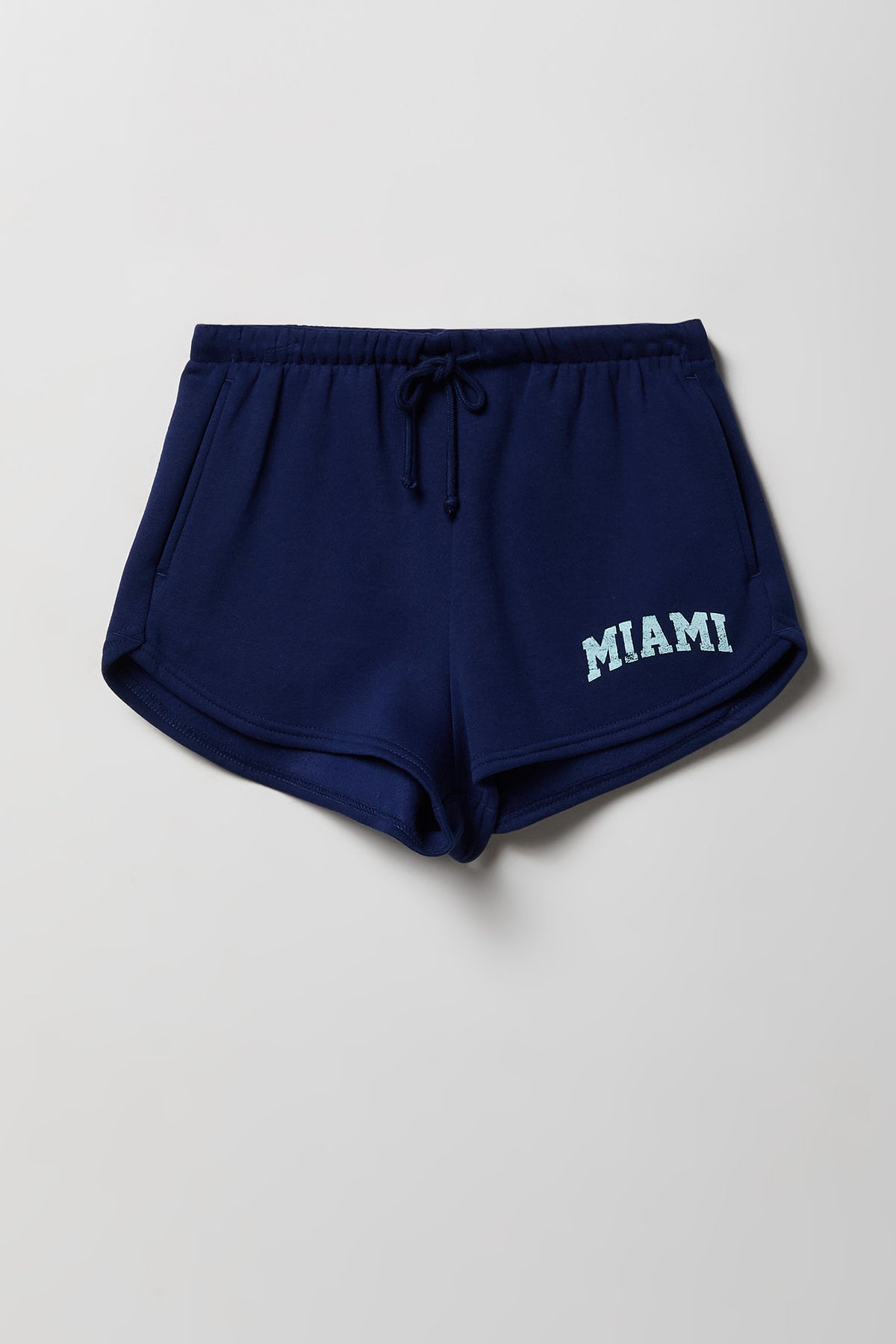 Alt View 3. Graphic Fleece Dolphin Short - Dark Blue