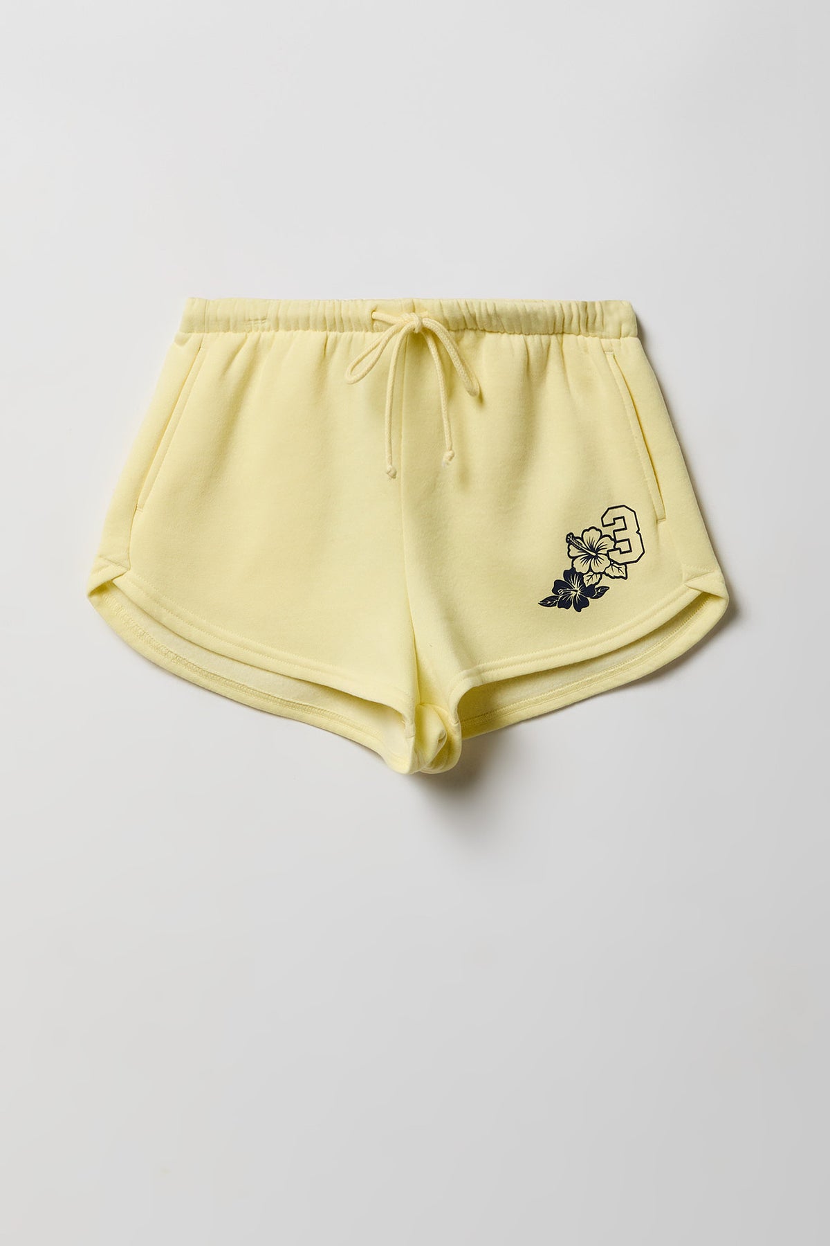 Alt View 3. Graphic Fleece Dolphin Short - Yellow
